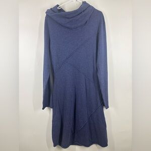 NWOT Athleta Cowl Neck Long Sleeve Shift Dress Cotton Blend Blue XL